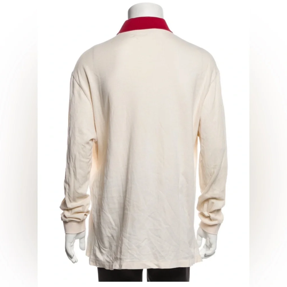 Gucci Cream Polo Shirt with Red Collar‎